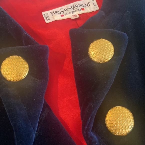 🇫🇷YSL BLUE VELVET VINTAGE COAT - Picture 11 of 12